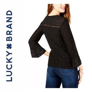 Lucky Brand Crochet Trim Bell Flutter Sleeve sz Sm